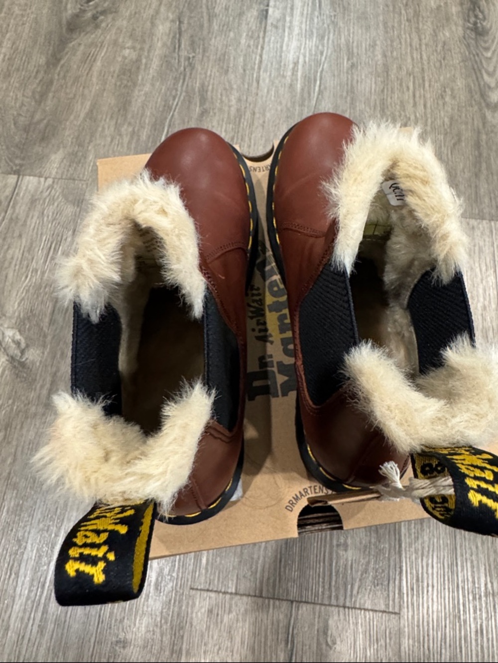 Dr. Martens Brown Leather Fur-Trim Leonore Boots - Picture 3 of 6
